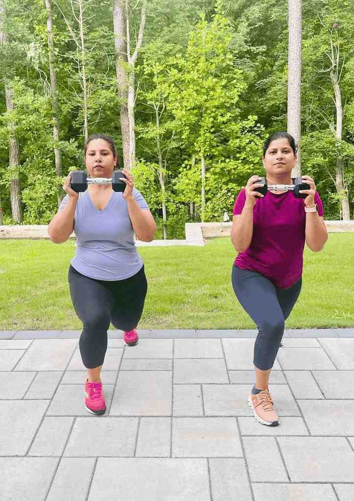 Person with dumbbells